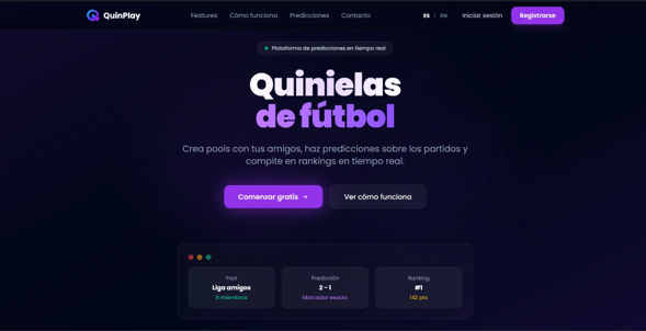 Captura de pantalla: Plataforma de Fútbol con Quinielas Sociales